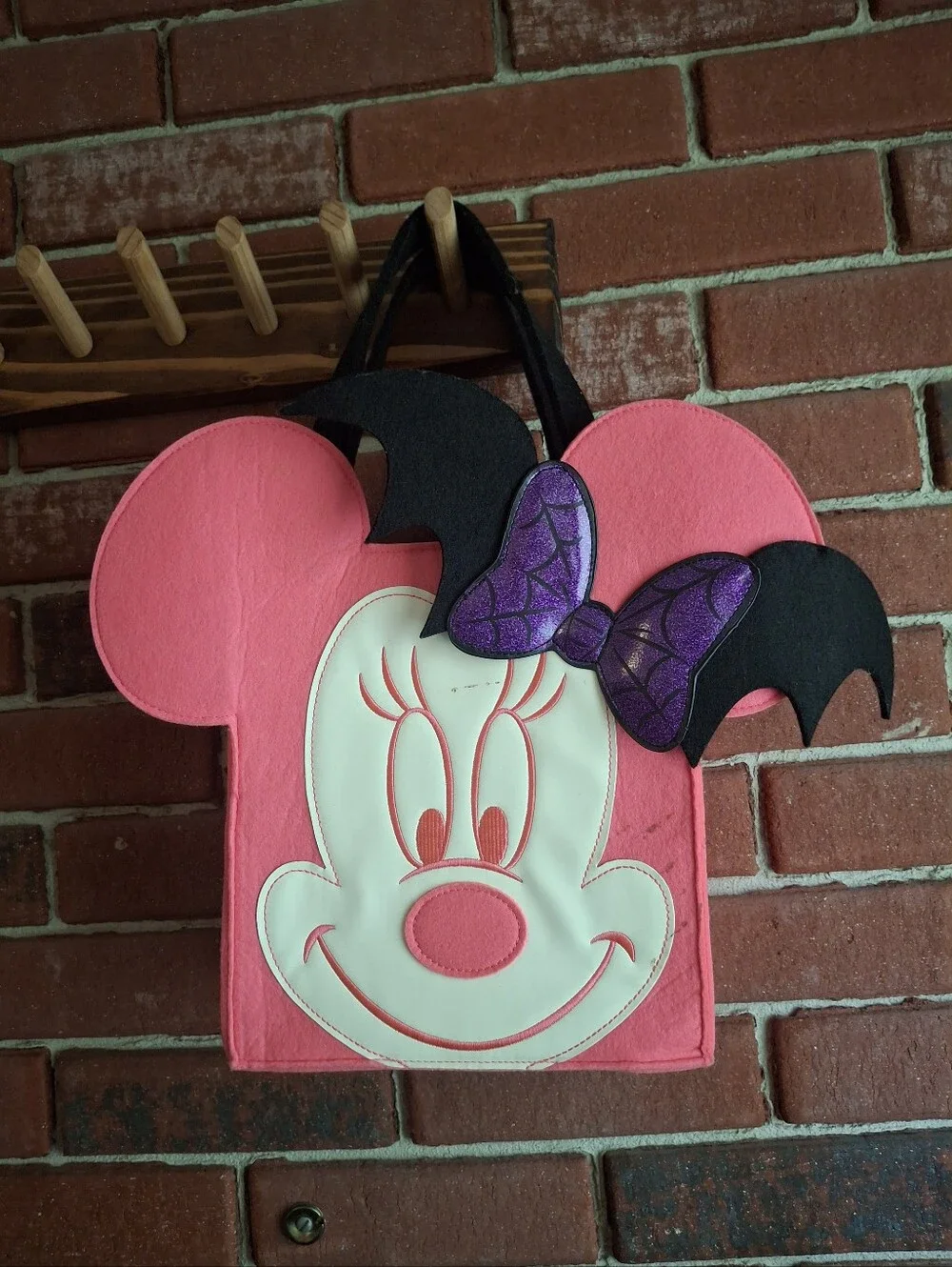 Pink Minnie Mouse Ear Trick-or-Treat Bag with Purple Bow
